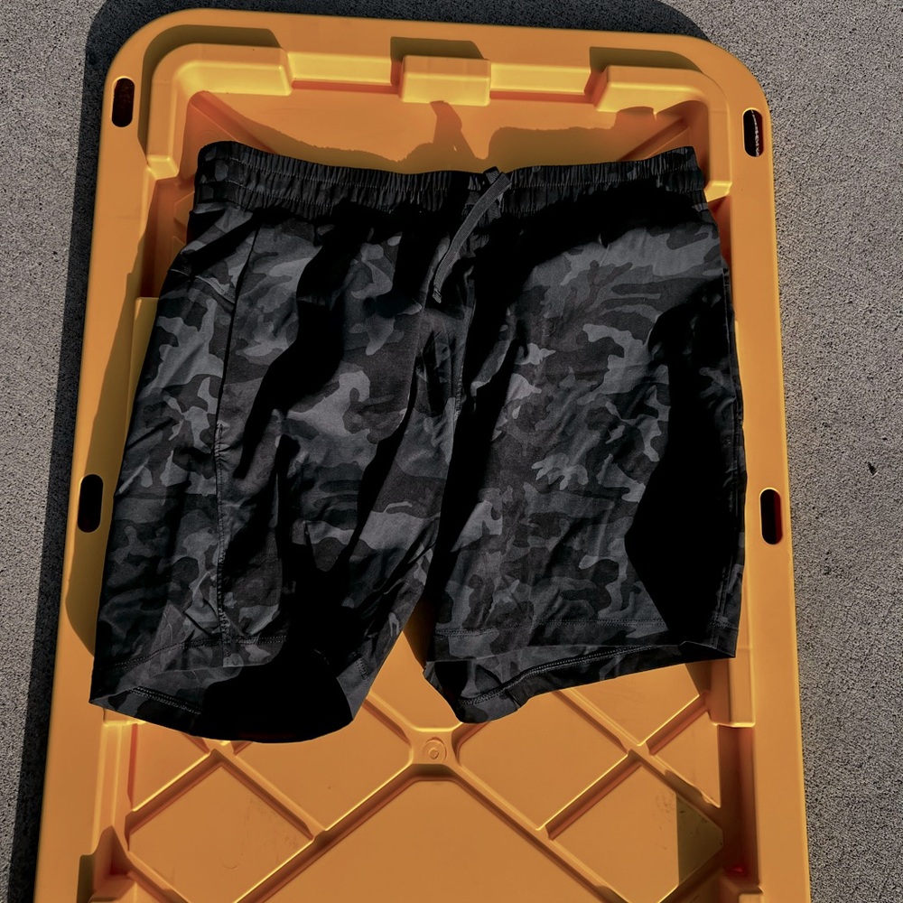 Black and gray camo shorts